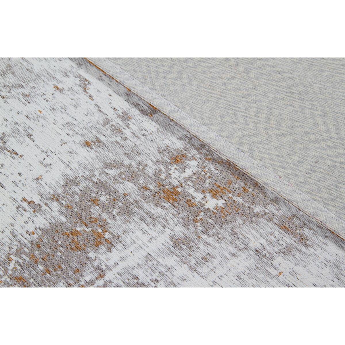 Tapis effet usé jaune or et ivoire avec motif tissé 160 x 230 cm - ASTRA