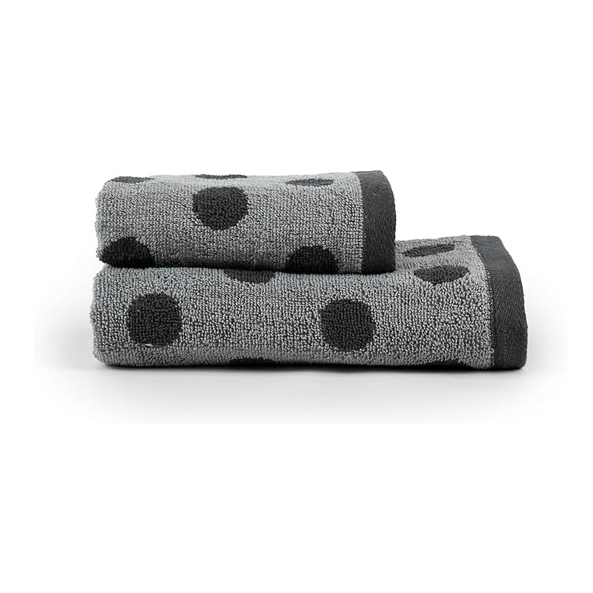 INTRECCI HOME Set Bagno Asciugamani Viso+Ospite, in Puro Cotone 450, Morbidezza Extra, Lavorazione Jacquard, Design a Pois, Elegante e Confortevole