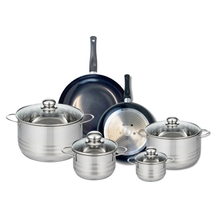 Ensemble de 2 Poêles de cuisson 24 et 28 cm et 4 faitouts 12, 16, 20 et 24 cm Elo Prima Brillant