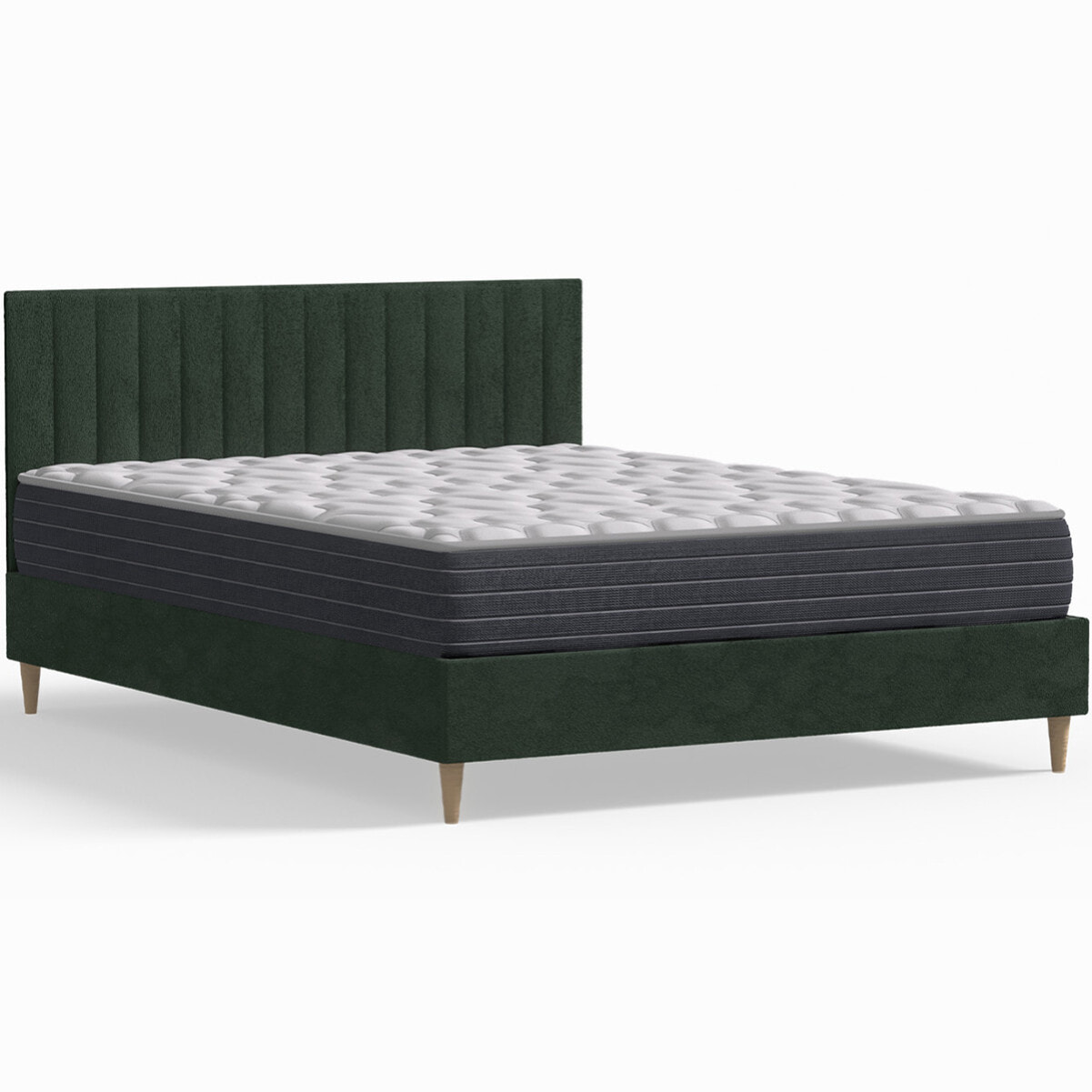 Pack lit en velours + Matelas mémoire de forme - ELIOT & MEMO HR