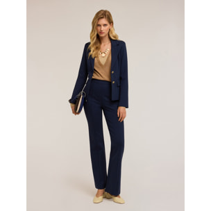 Motivi - Pantaloni flare con motivo occhielli - Blu