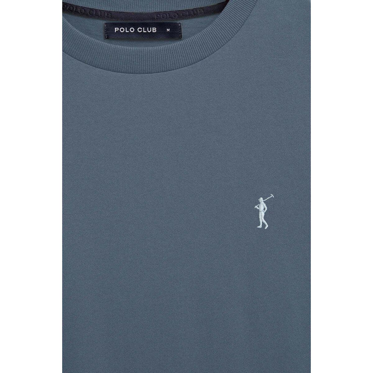 Camiseta azul denim de manga corta y bordado Rigby Go