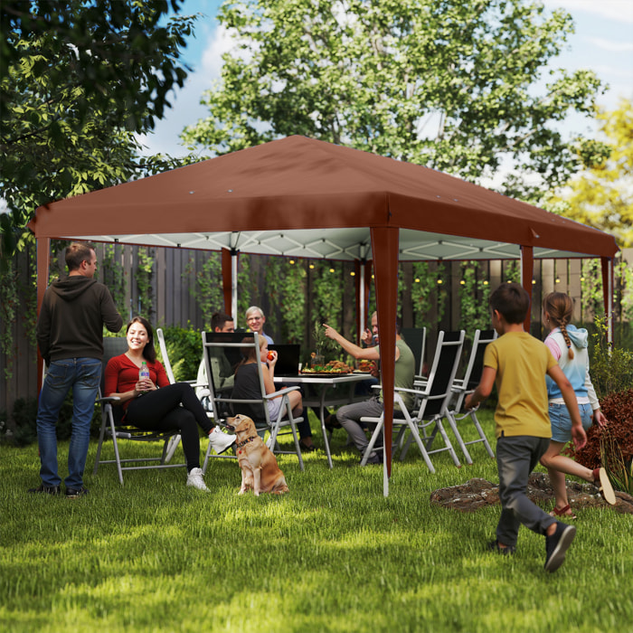 Carpa Plegable Gazebo 6x3 m Pop-up, Cenador Plegable con Altura Ajustable en 3 Niveles Toldo Anti-UV y Bolsa de Transporte para Camping Fiestas Café