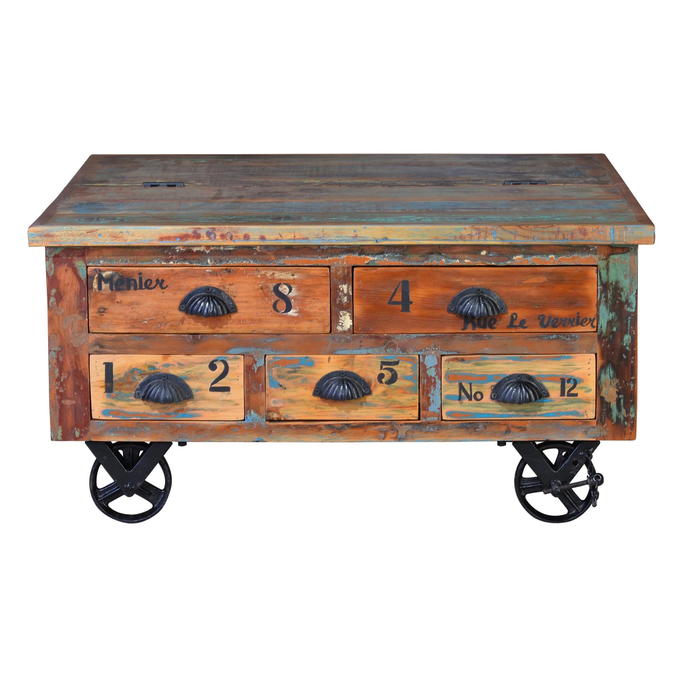 Mesa de centro - madera reciclada - 90x90x40cm