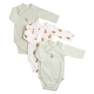 Bodies bébé manches longues en coton lot de 3