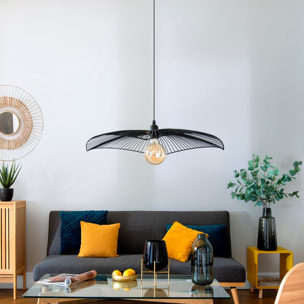 Lámpara sombrero de alambre suspendido negro