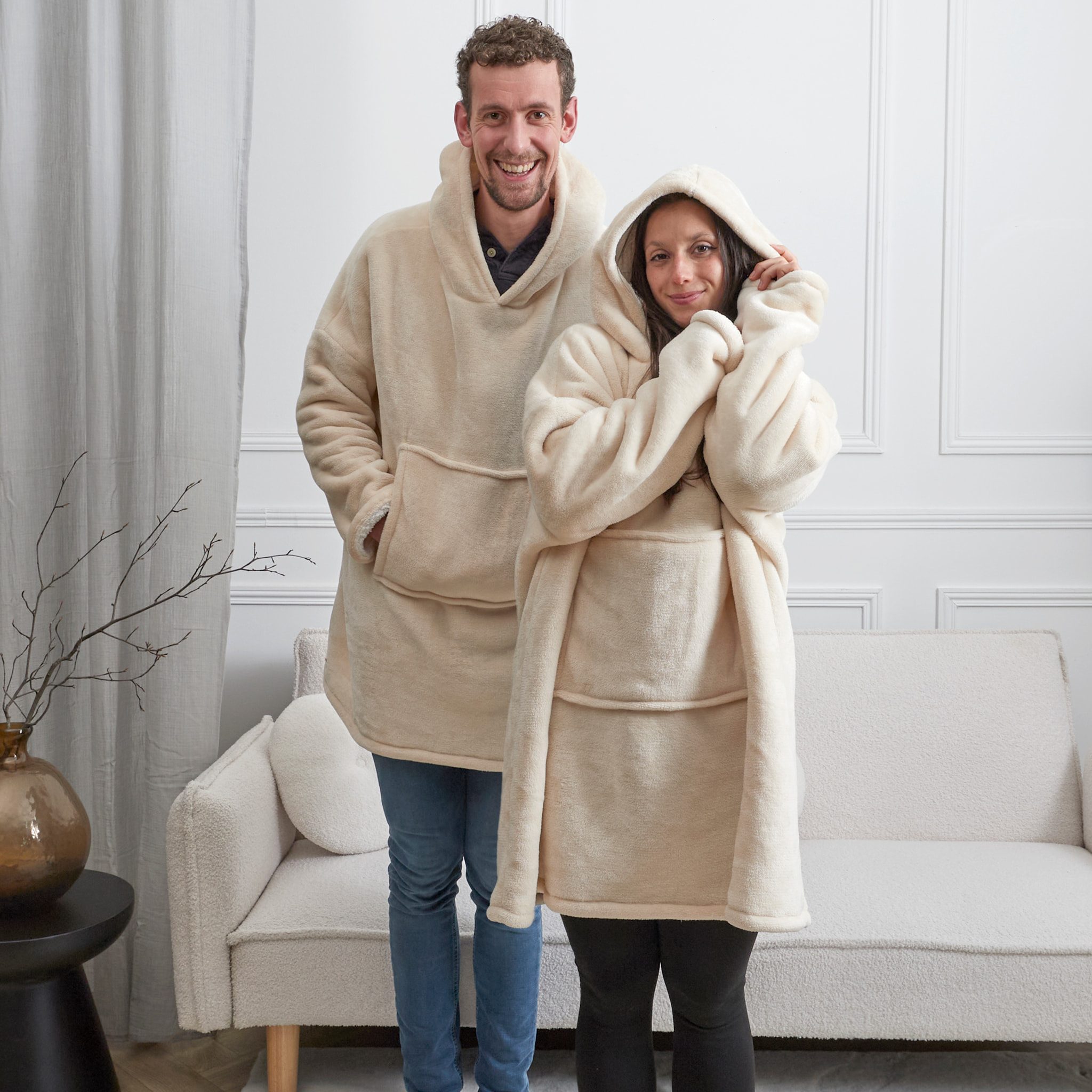 Sweat à Capuche - HOME DECO FACTORY - Sherpa Lin - Beige