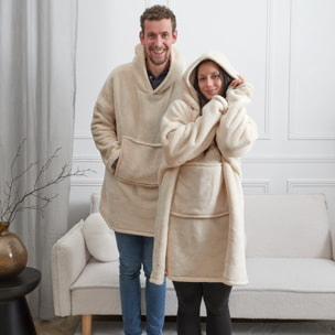 Sweat à Capuche - HOME DECO FACTORY - Sherpa Lin - Beige