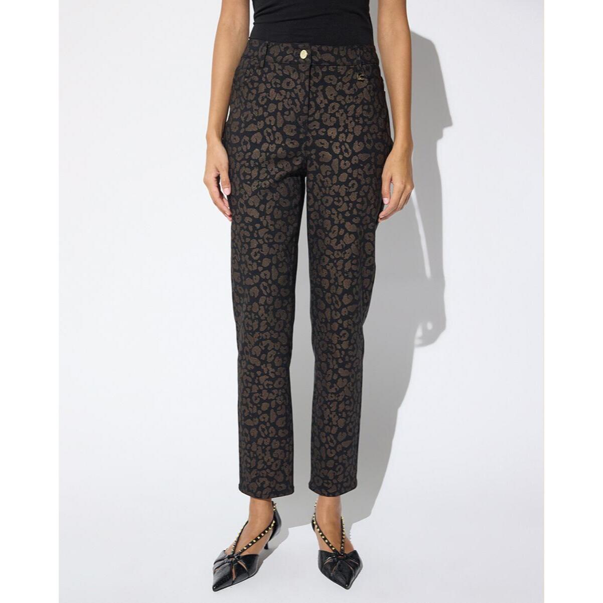 Pantaloni elasticizzati con stampa leopardata