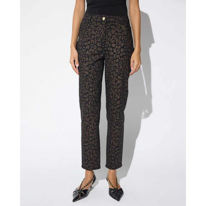 Pantaloni elasticizzati con stampa leopardata