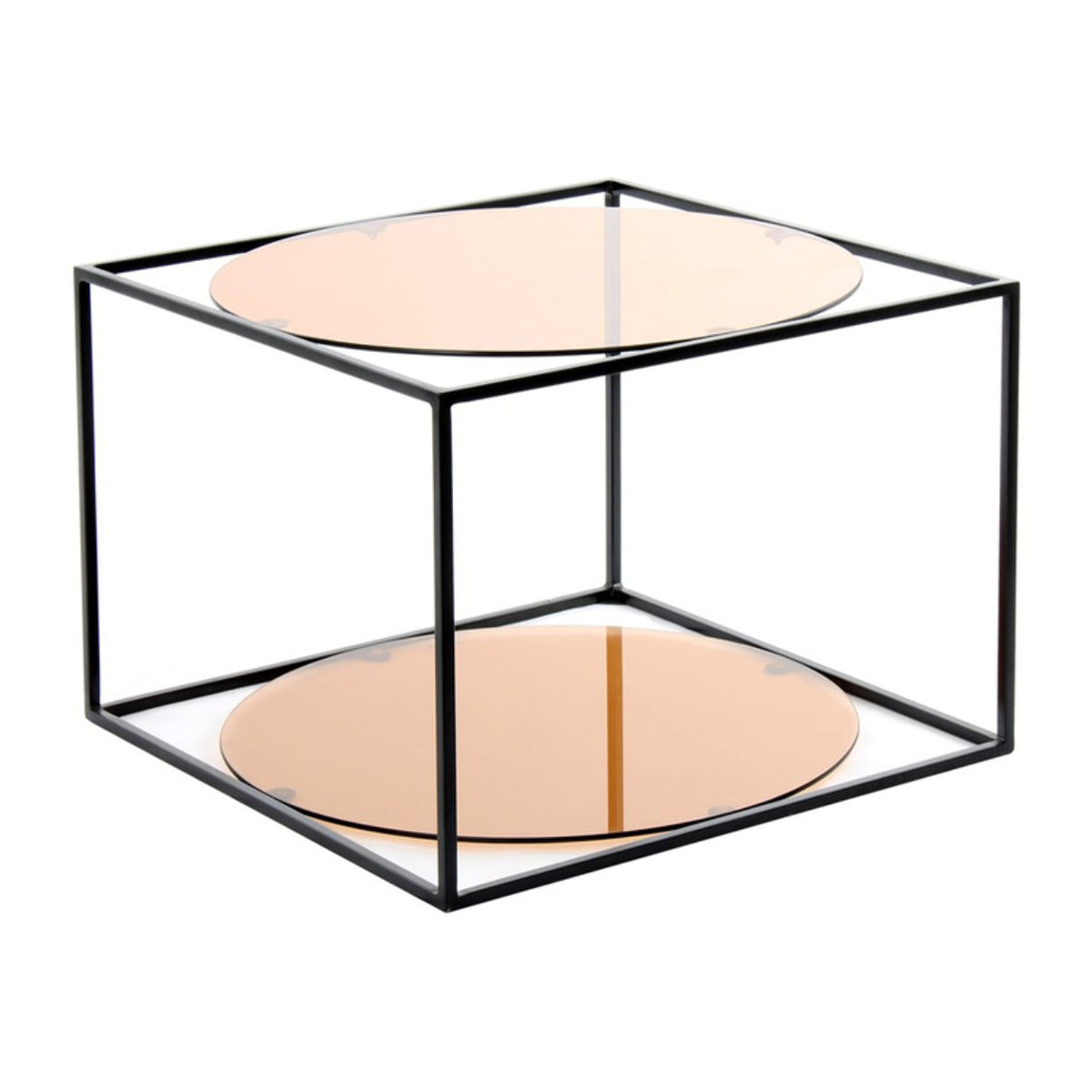 Tavolino da salotto Cody a cubo in metallo e vetro