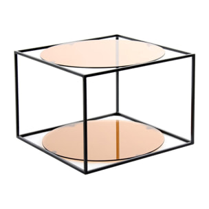 Tavolino da salotto Cody a cubo in metallo e vetro