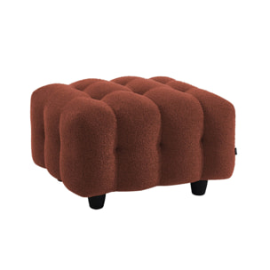 Pouf. module pour canapé. repose-pieds pour canapé 3 places en bouclette texturée terracotta L 69 x P 59 x H 48cm - Leon