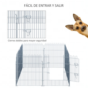 Parque para Mascotas 8 Vallas de Metal 63x76cm Plata