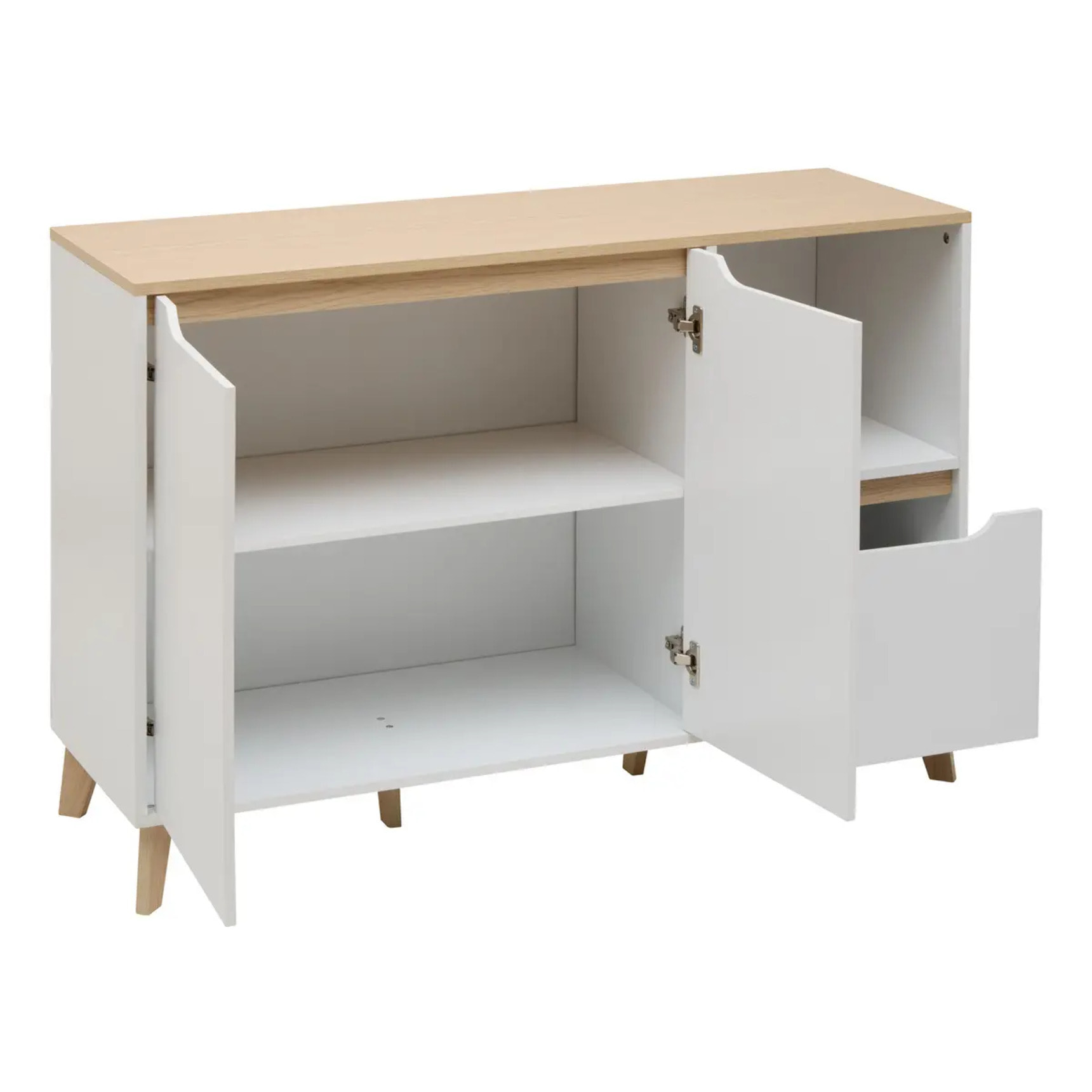 Buffet Luma rectangulaire 40x120cm 2 portes 1 tiroir blanc