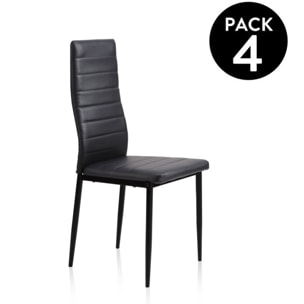 Pack 4 sillas de comedor Niza símil piel Negro