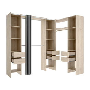 Guardaroba grande Alanno, Mobile camera da letto, Cabina armadio portabiti, Armadio appendiabiti, 234x141 h205 cm, Rovere