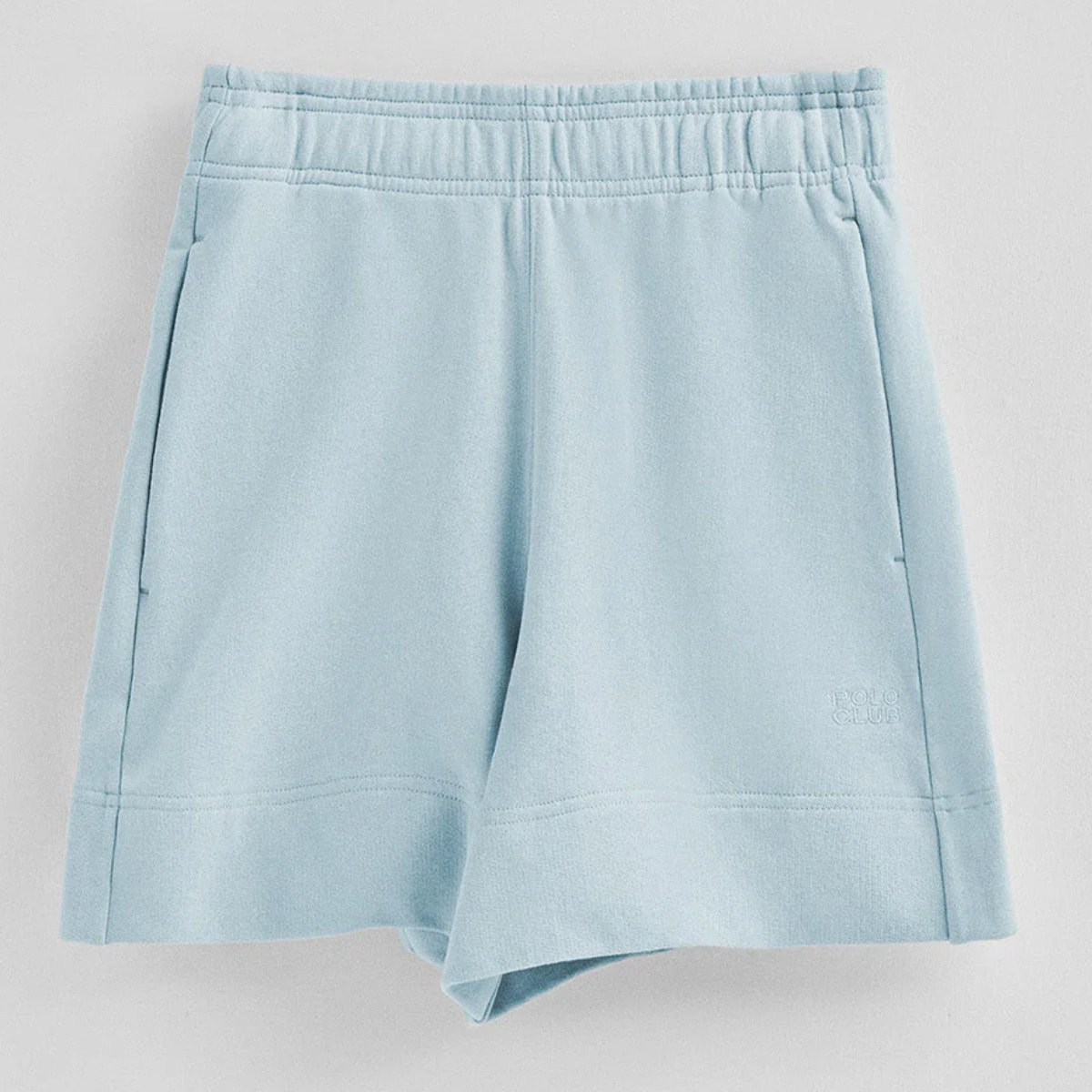 Pantalón corto de algodón azul claro con logo bordado
