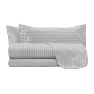 COMPLETO LETTO SATIN STRIPES RASO DI POLIESTERE MADE IN ITALY- MATRIMONIALE GRIGIO