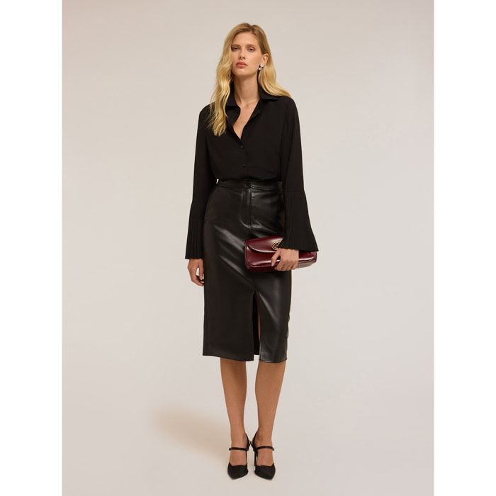 Motivi - Camicia con maniche plissé - Nero