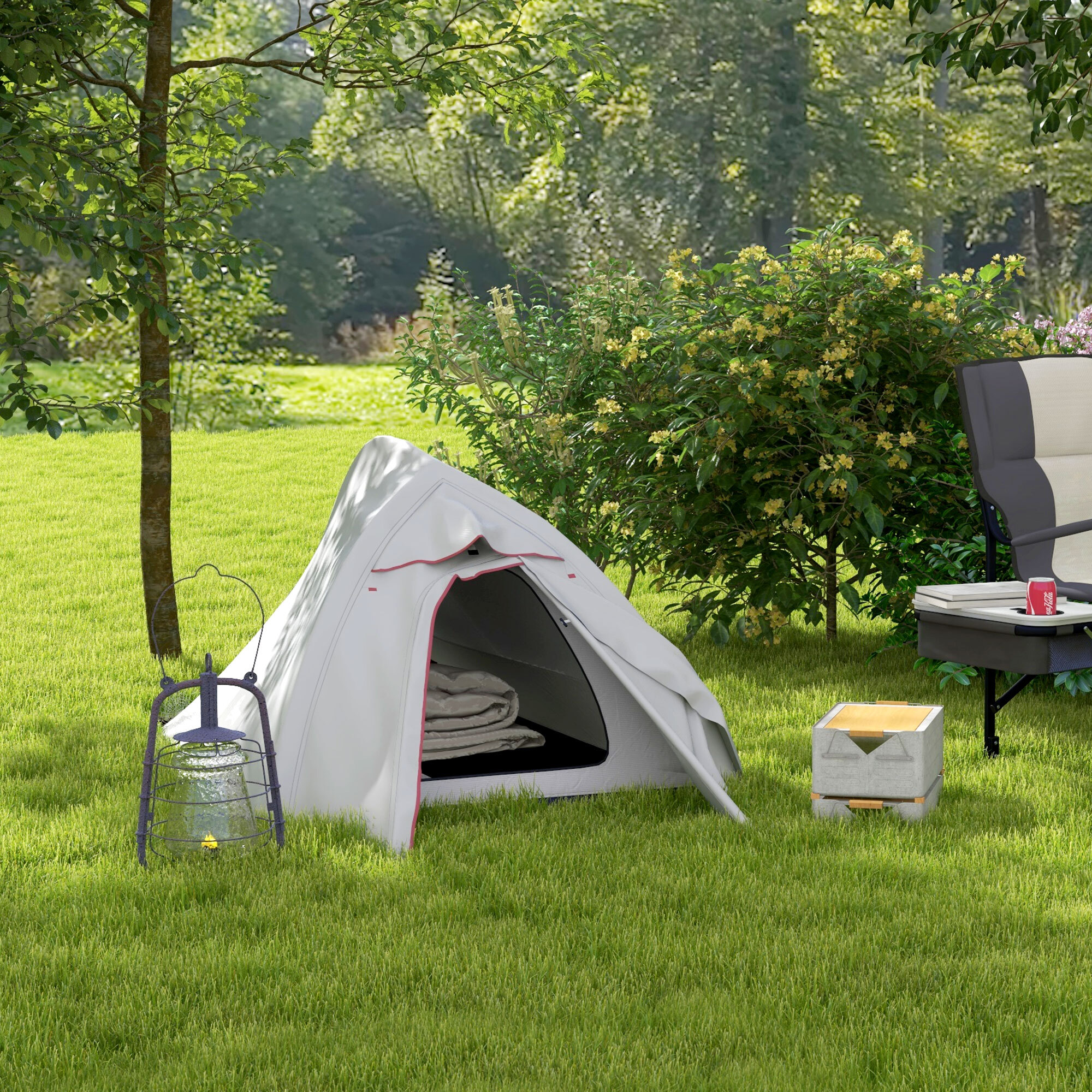 Tente de camping 1-2 pers. double toit étanche 2000 mm sac de transport gris