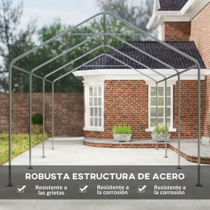 Carpa Garaje 6x3 m Garaje Exterior para Coche Impermeable Cobertizo de Exterior Anti-UV con Paredes Laterales Desmontables y 2 Puertas con Cremallera Gris Oscuro