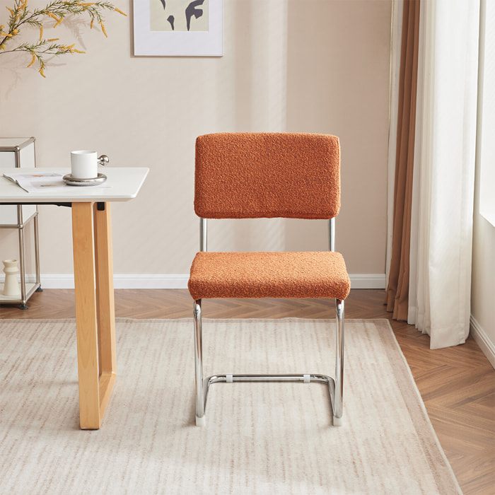 Lot de 2 chaises en tissu bouclé et métal chromé - DULCE