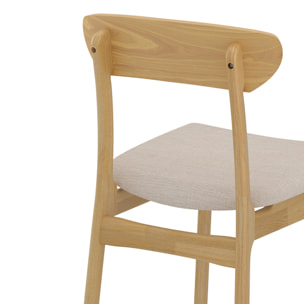 Lot de 2 chaises en tissu beige et bois clair - Lana