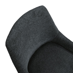 Set di 2 sedie TALLINN in tessuto antracite e gambe in metallo nero opaco, con braccioli