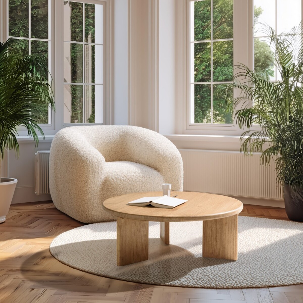 AMY - Table basse ronde 80cm en bois de mindi AMY