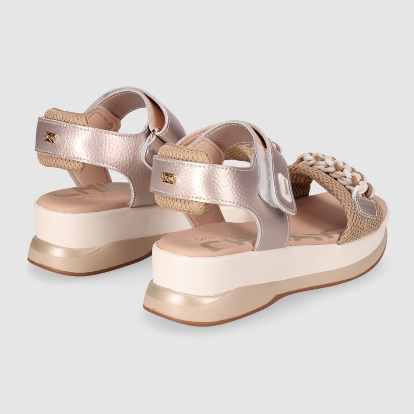Sandalias de Piel Sintética - Oro - Tacón: 5 cm
