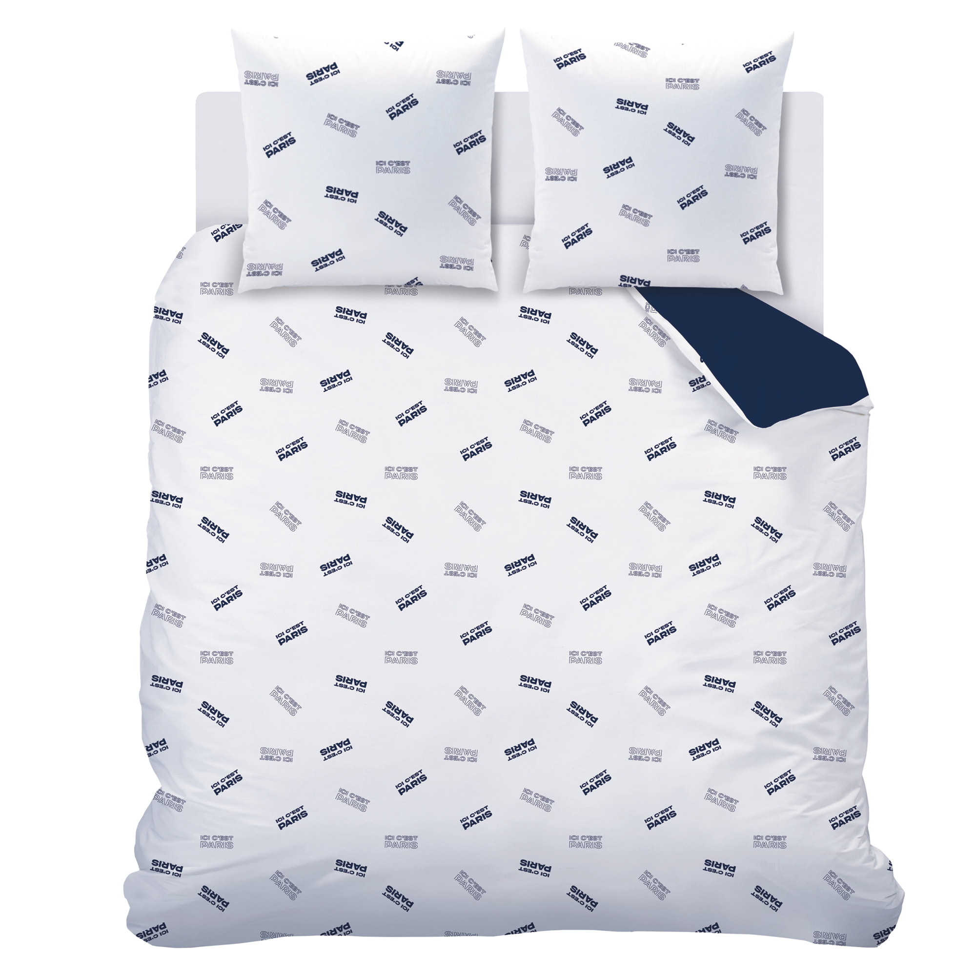 Parure de lit imprimée 100% coton, PSG DEVISE