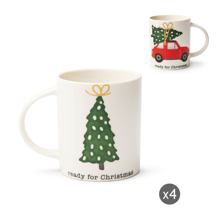 Set de 4 mugs Excelsa - Ready For Christmas, New Bone China Blanche