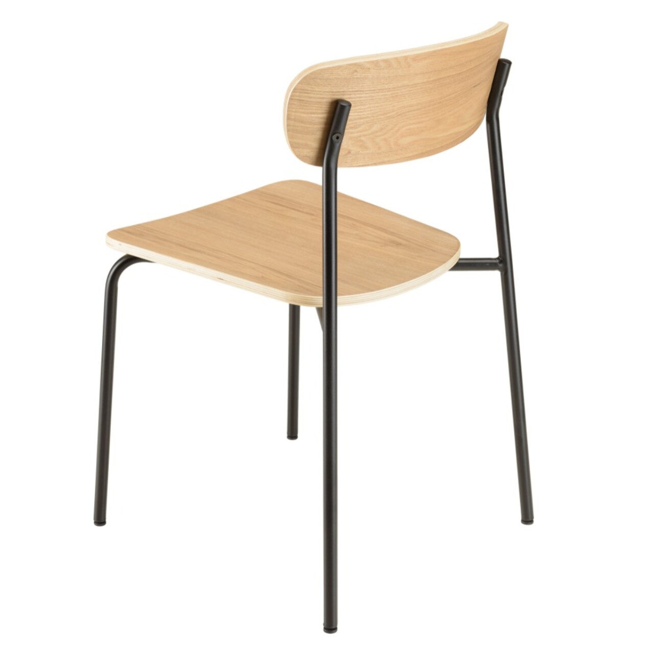 TOM - Lot de 2 chaises « écolier » en bois de frêne pieds acier noir