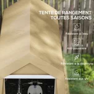 Abri de jardin - abri vélo - tente de stockage dim. 2 x 3,6 m - acier galvanisé PE imperméable anti-UV beige