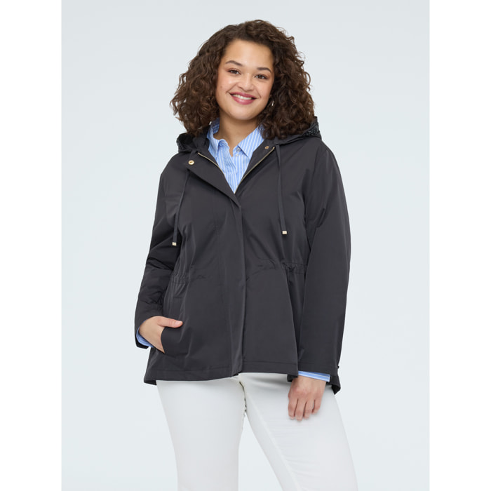 Fiorella Rubino - Parka con capucha y aplicaciones - Negro