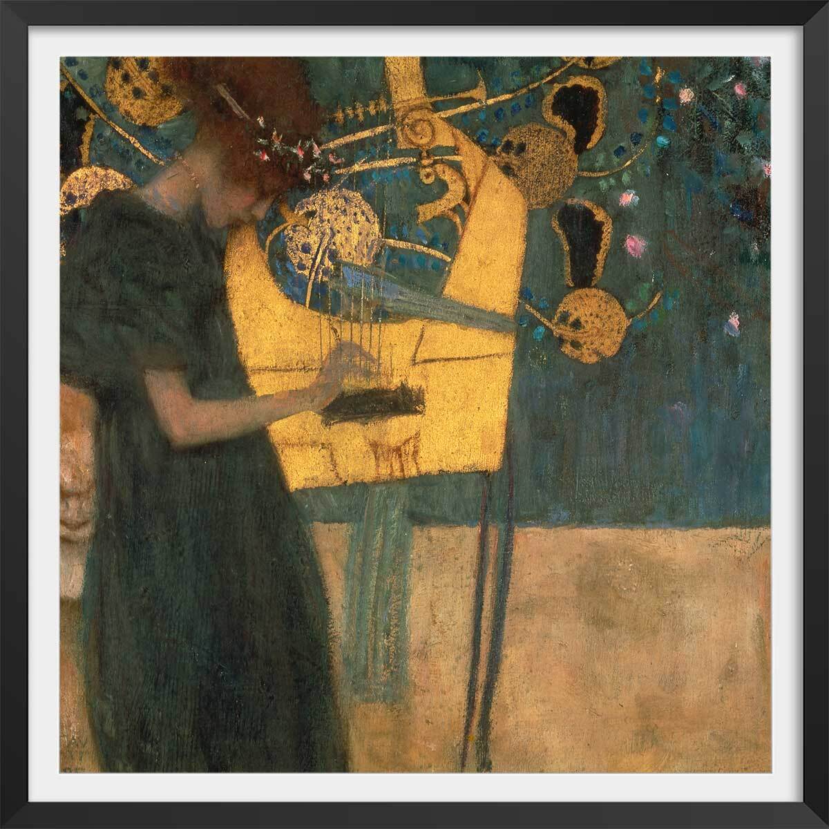 Poster Music - Gustav Klimt Affiche + cadre en bois - Noir