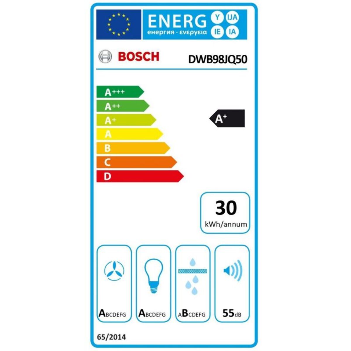 Hotte décorative murale BOSCH DWB98JQ50, Série 6, Capteur PerfectAir