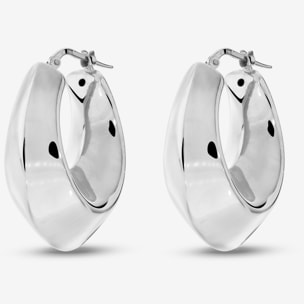 Orecchini a Cerchio Lucidi Design a Scudo placcati Rodio