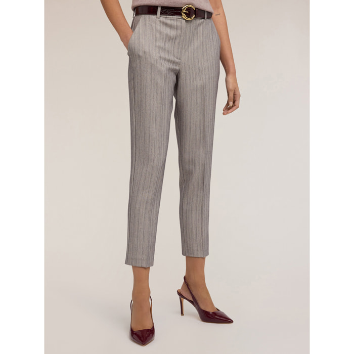 Motivi - Pantaloni regular gessati - Grigio