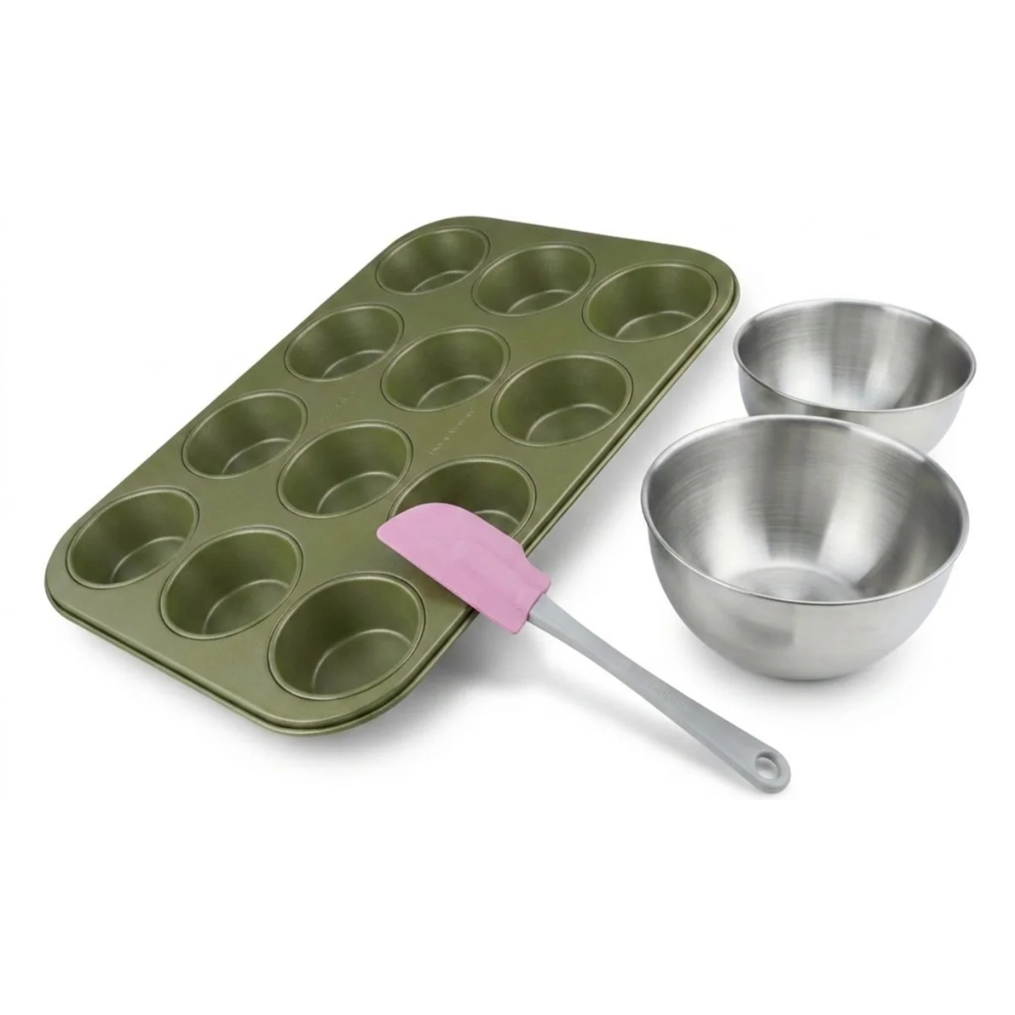 Set de 4 ustensiles de pâtisserie moule à gâteaux 2 bols et spatule Zenker Green Vision