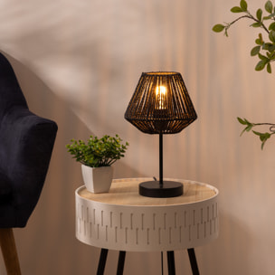Lampe "Jily" noire - métal & corde H34 cm