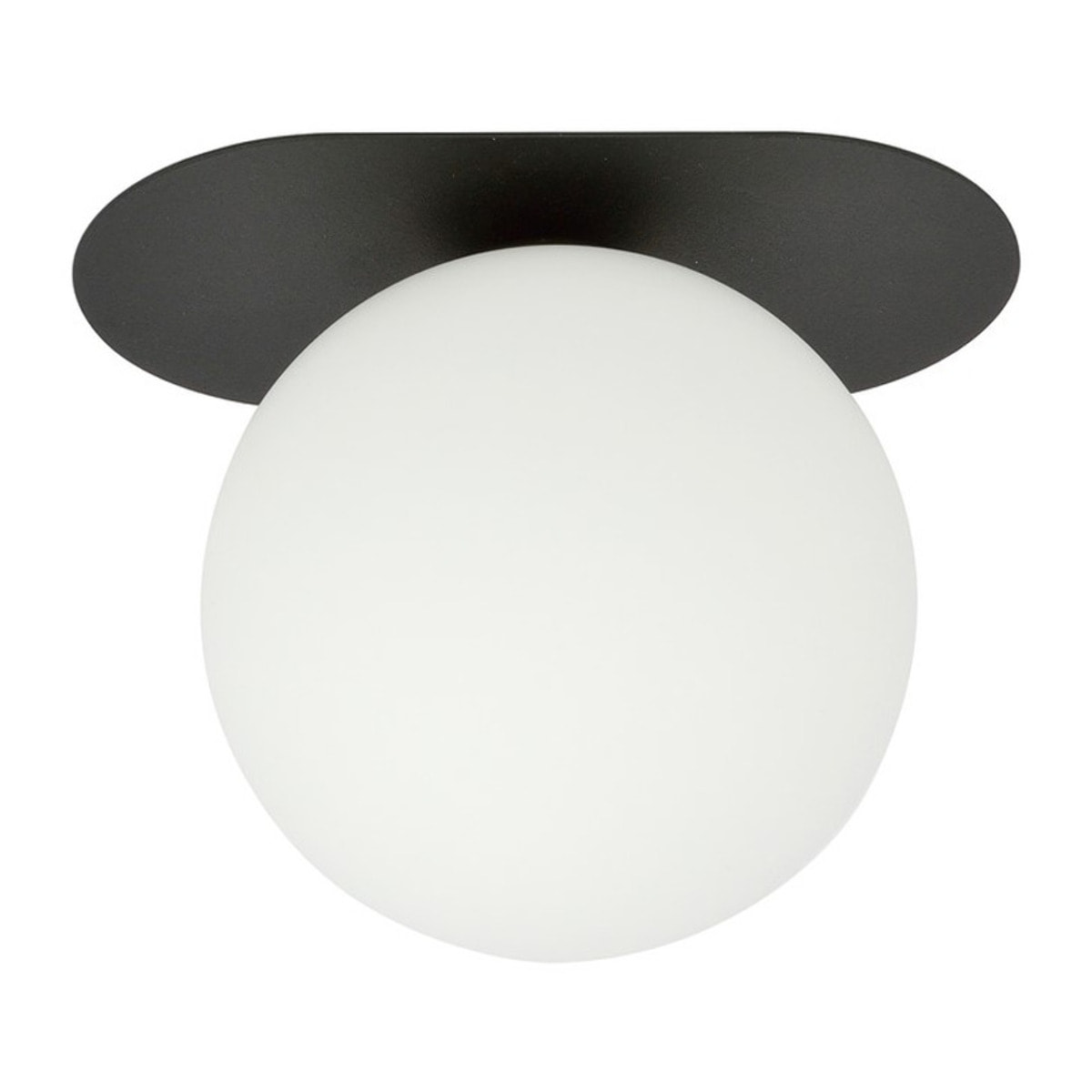 Lampada da soffitto Plaza nera con diffusore in vetro opalino