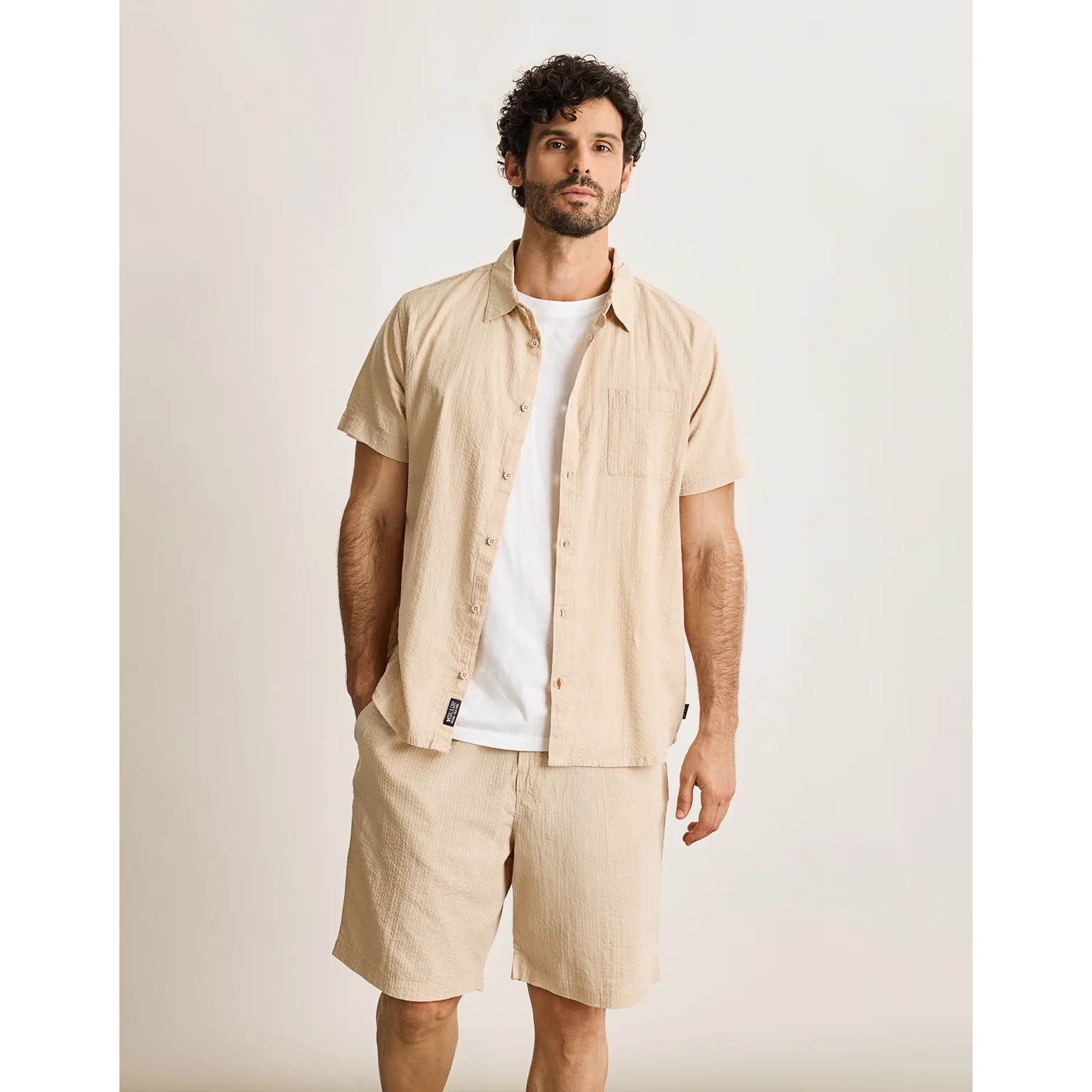 Camisa Manga Corta Beige - Buzzed