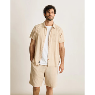 Camisa Manga Corta Beige - Buzzed