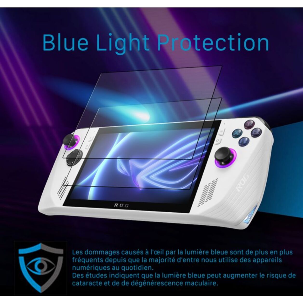 Protection écran IBROZ verre trempé Anti Blue pour ROG ALLY