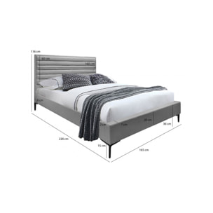 Lit 160x200 cm contemporain en tissu gris – LUCERNE