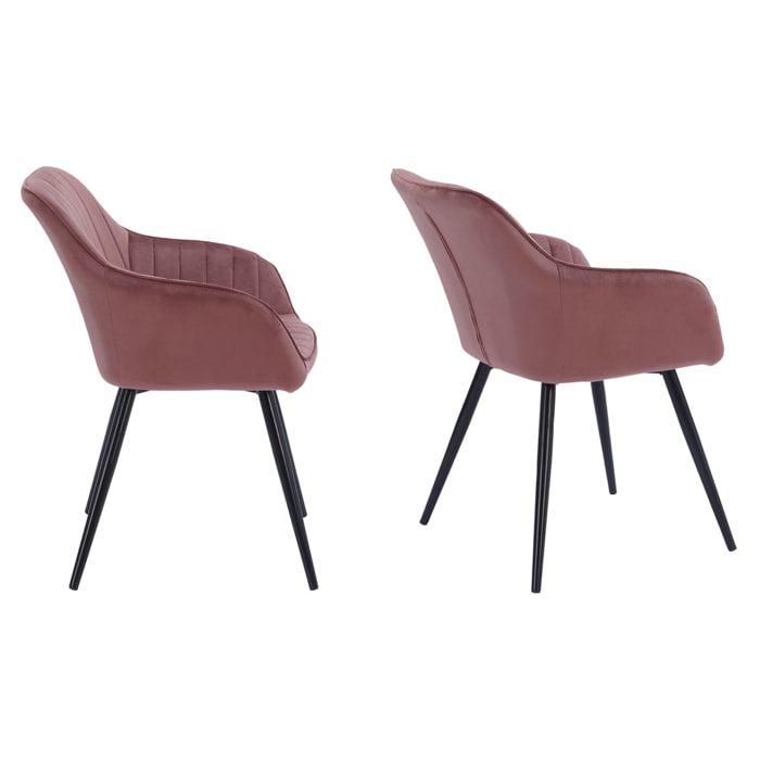Lot de 2 chaises en velours BERTILLE roses