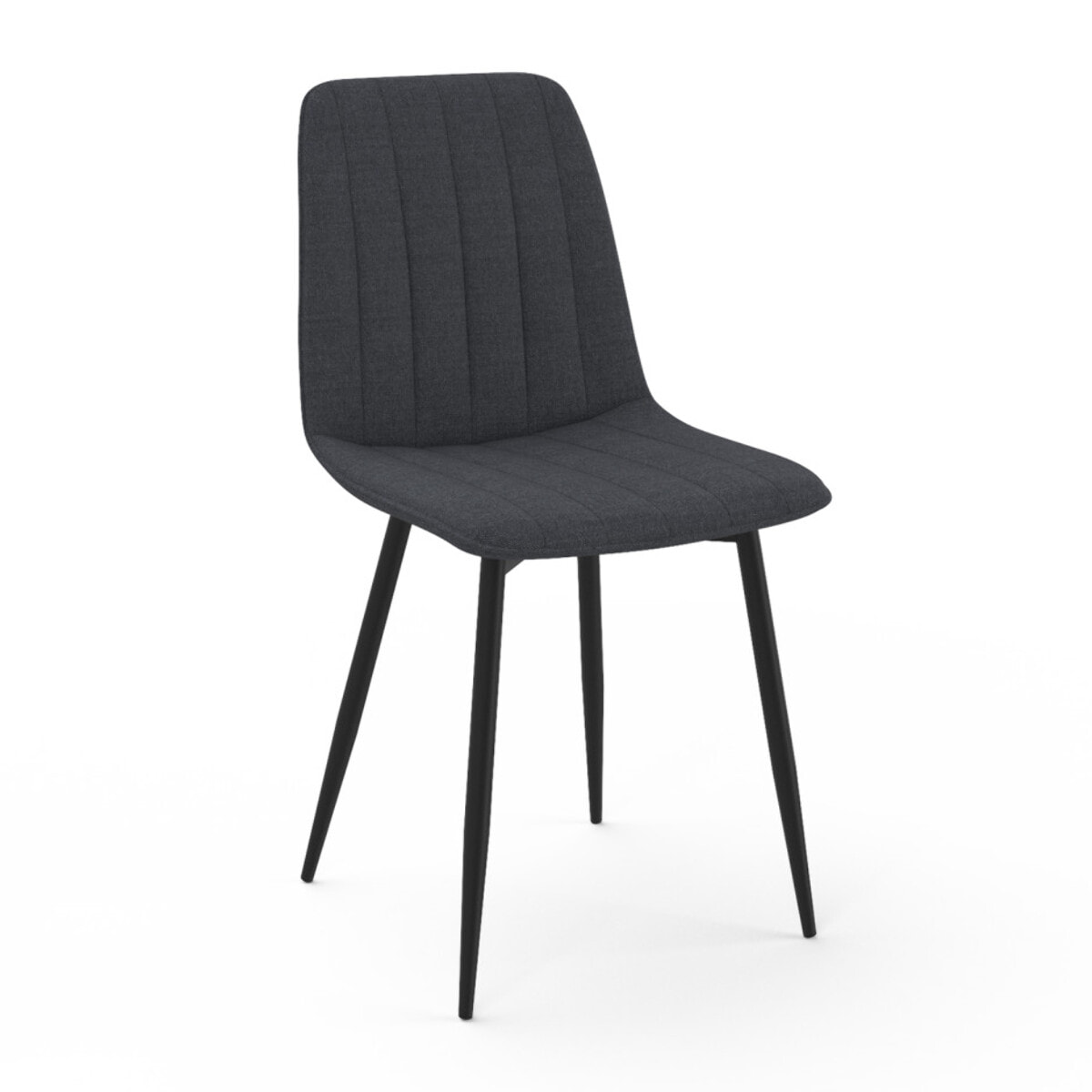Chaises Fiona velours gris foncé pieds métal noirs - lot de 6