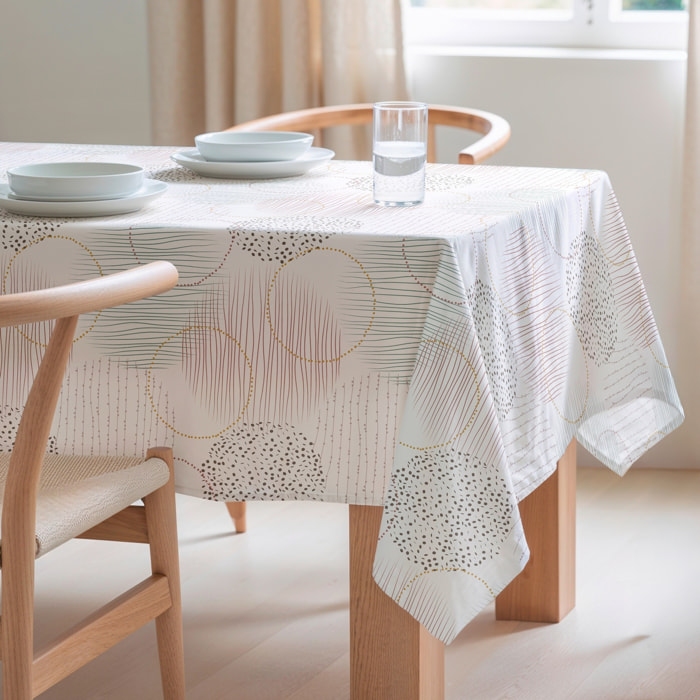Nappe imprimée anti-tâches NAROA BLANCHE
